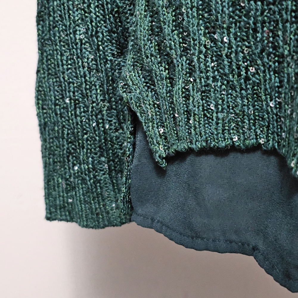 Apt. 9 Knight Green Step Hem Sequin Tunic Size La… - image 3